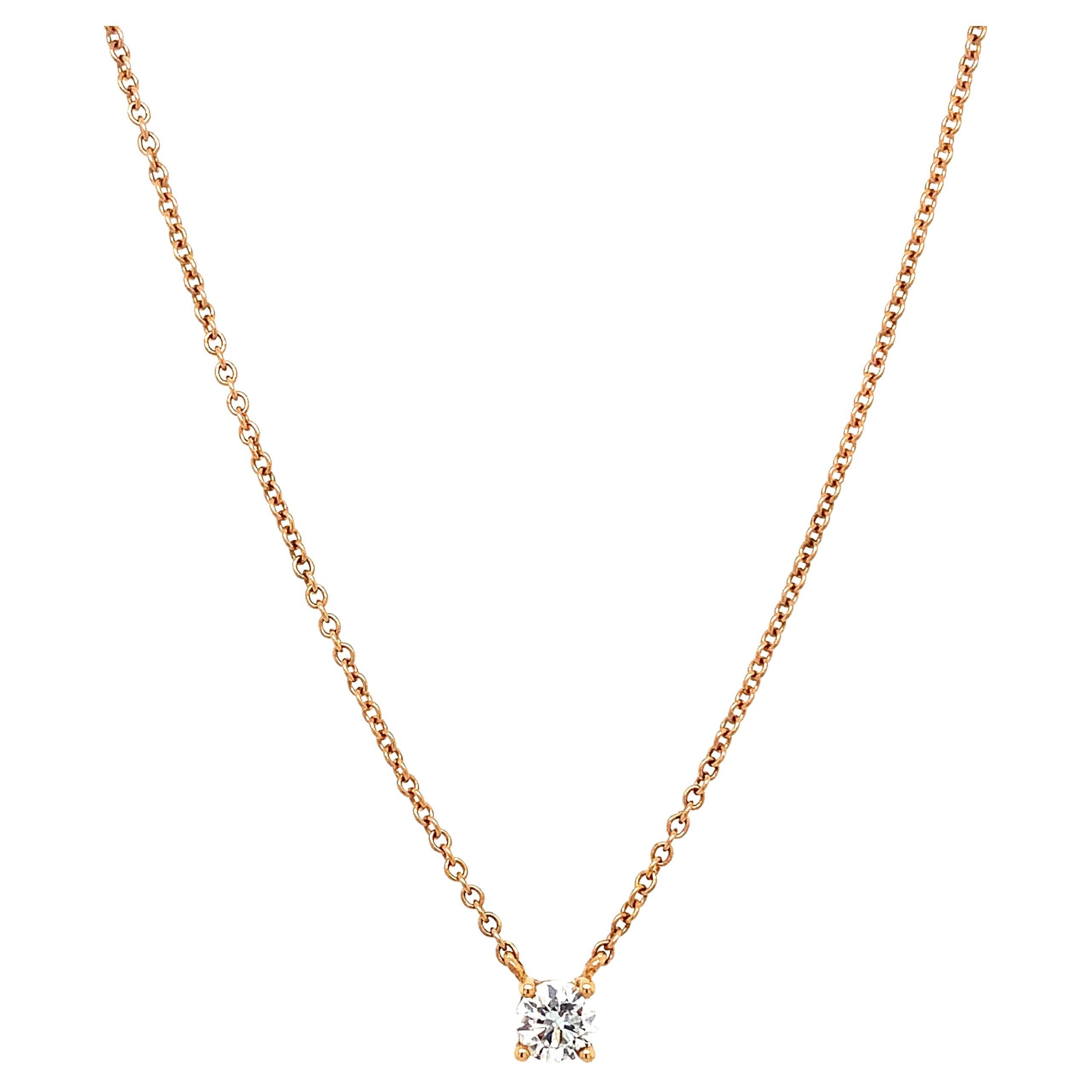 Round solitaire diamond pendant necklace 18k rose gold