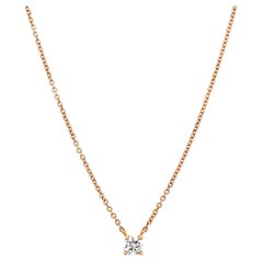 Round solitaire diamond pendant necklace 18k rose gold