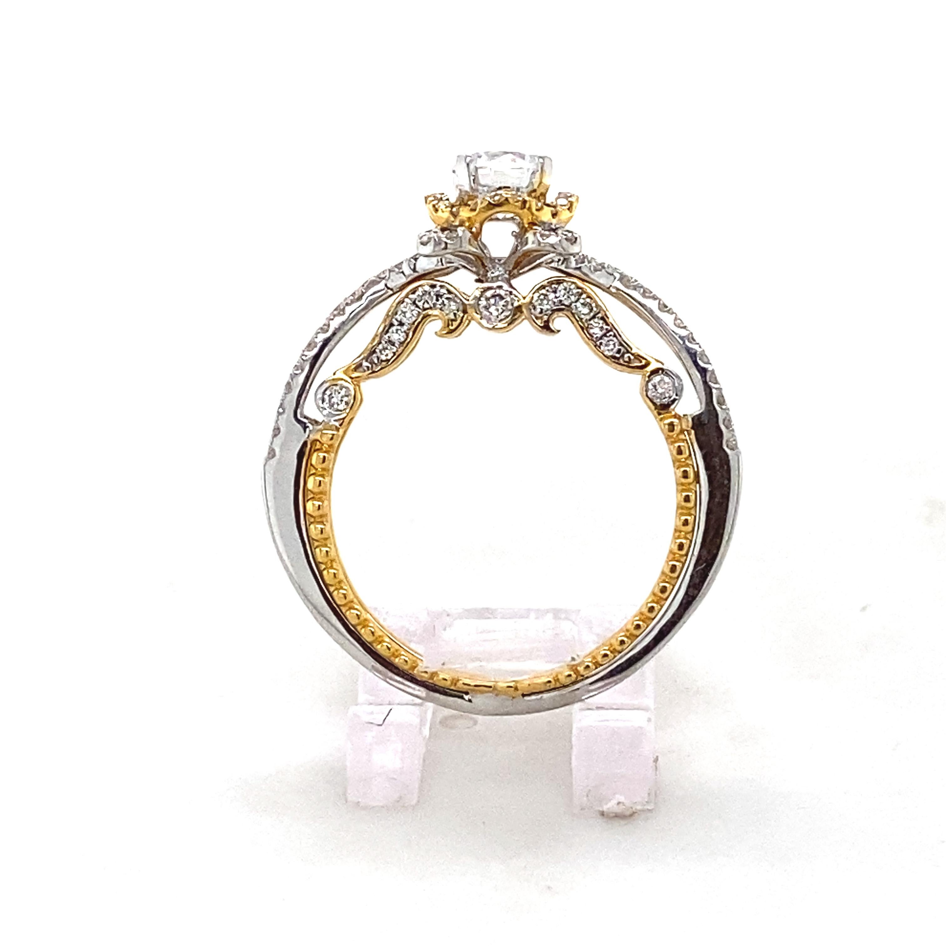 Bague en or massif 14K avec diamant solitaire rond (certifié) en vente 2