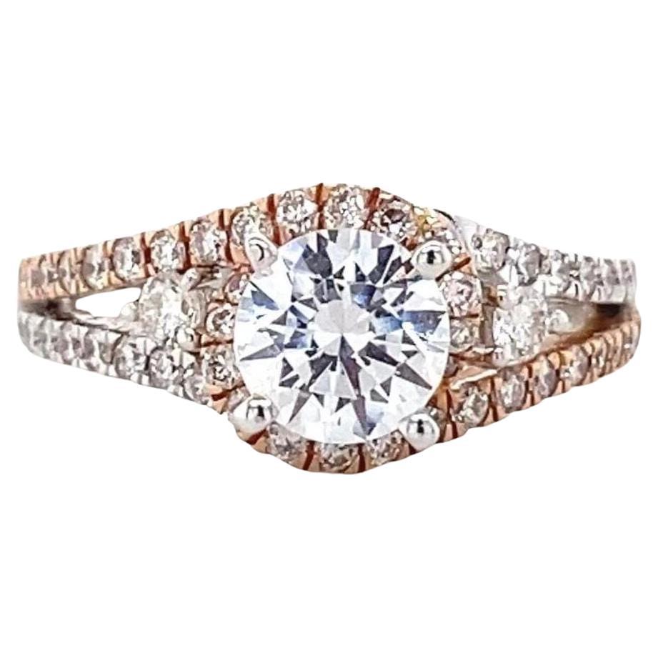 Bague en or massif 14K avec diamant solitaire rond (certifié)