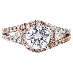 Bague en or massif 14K avec diamant solitaire rond (certifié)