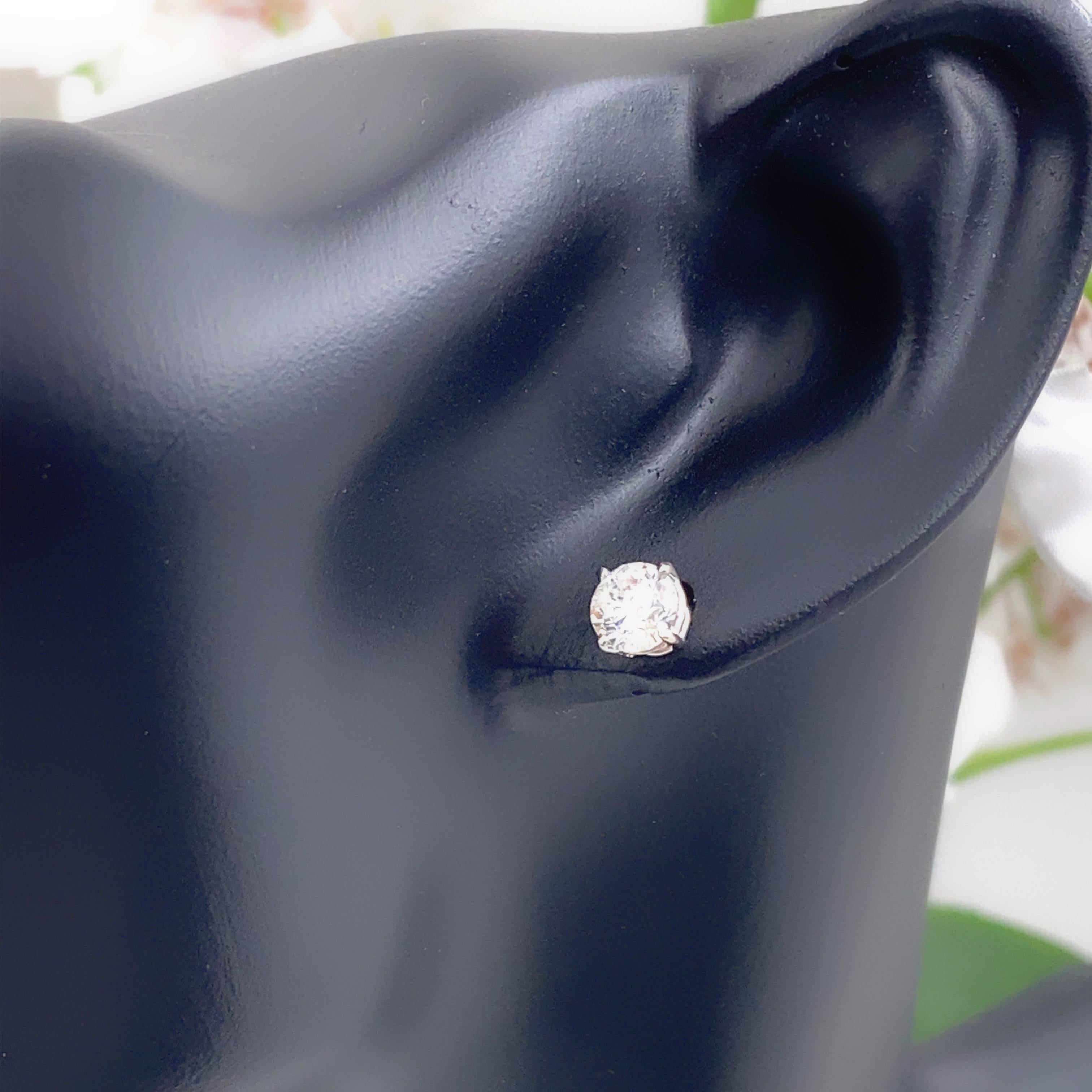 Round Solitaire Diamond Stud Earrings 1.82 Tcw Set in 14kt White Gold 1