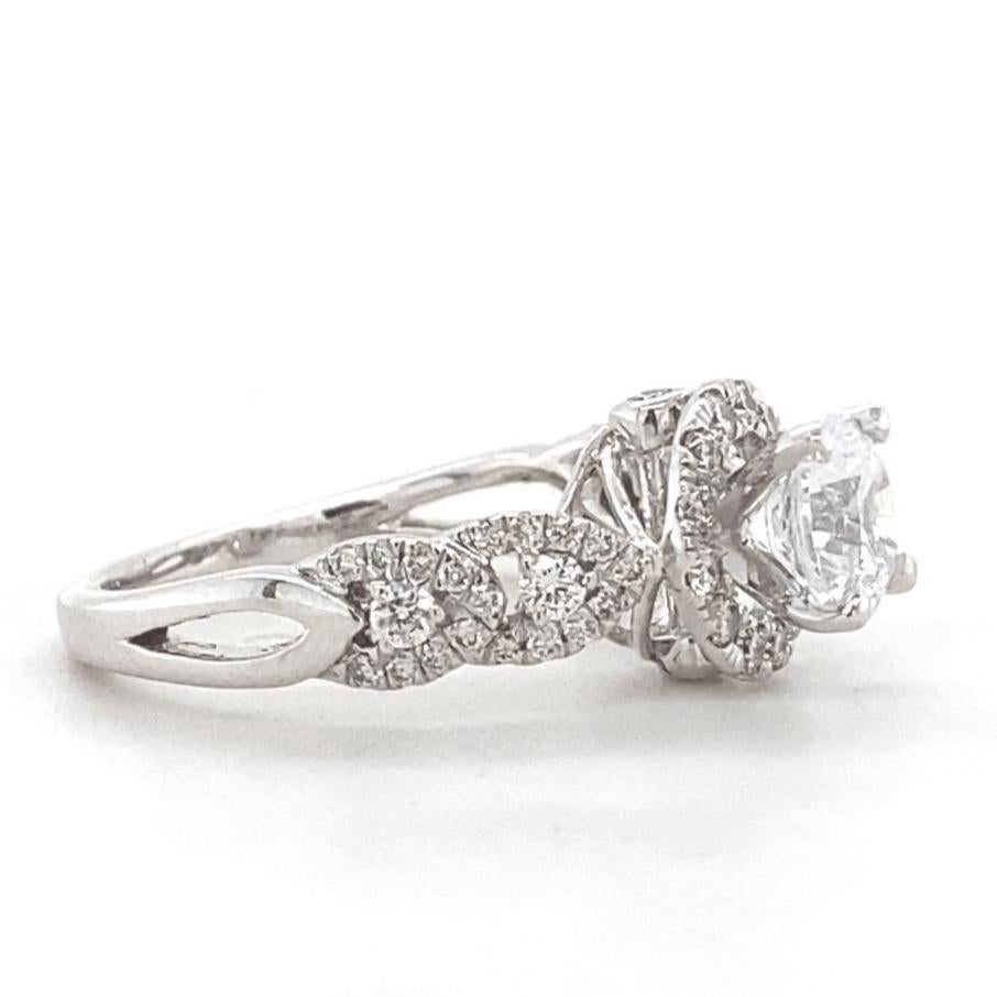 De las mujeres Anillo de novia con diamante natural redondo solitario en oro macizo de 14k (certificado) en venta