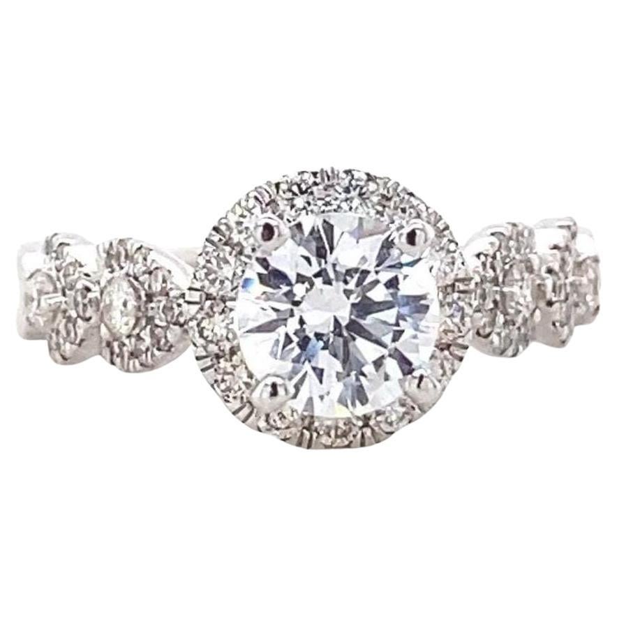 Bague de mariage en or massif 14k avec solitaire rond en diamant naturel (certifié)