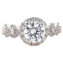 Bague de mariage en or massif 14k avec solitaire rond en diamant naturel (certifié)