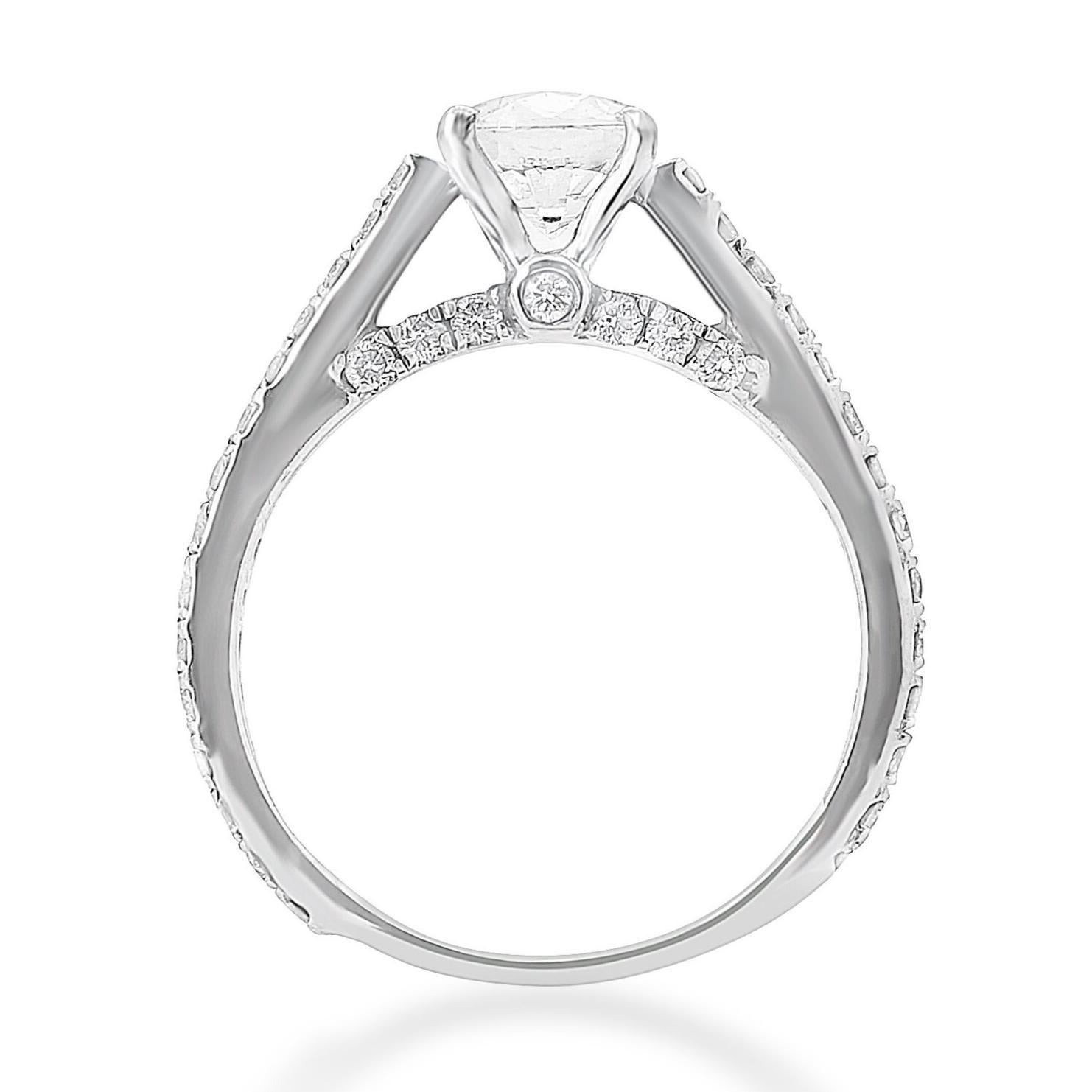 Bague de promesse en or massif 14K avec solitaire rond en diamant naturel (certifié) Pour femmes en vente