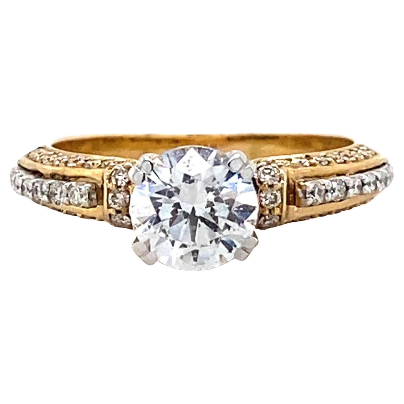 Bague de demande en mariage en or massif 14k avec solitaire rond en diamant naturel (certifié)