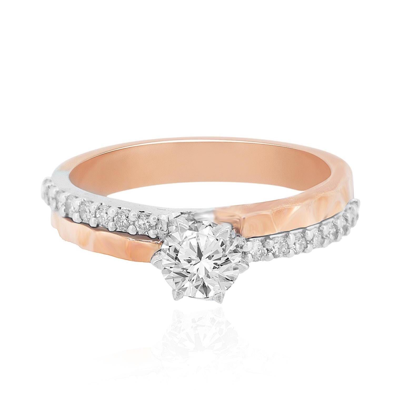 De las mujeres Alianza de Diamante Natural Solitario Redondo en Oro Macizo de 14 K (Certificado) en venta