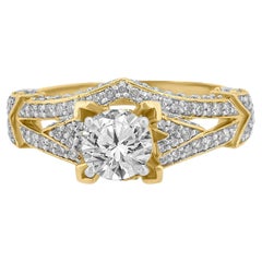 Runder Solitär-Naturdiamanten-Ehering aus massivem 14-karätigem Gold (zertifiziert)