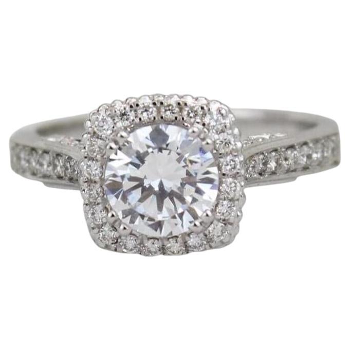 Anello con diamante naturale aureolato quadrato e solitario in oro massiccio 14K (certificato)