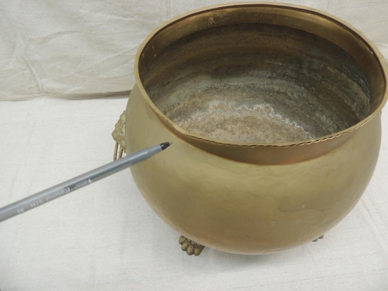 Round Spanish Cauldron Fireplace Log Brass Lion Paws and Lion Heads For ...