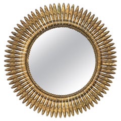 Round Spanish Gilt Metal Sunburst Mirror