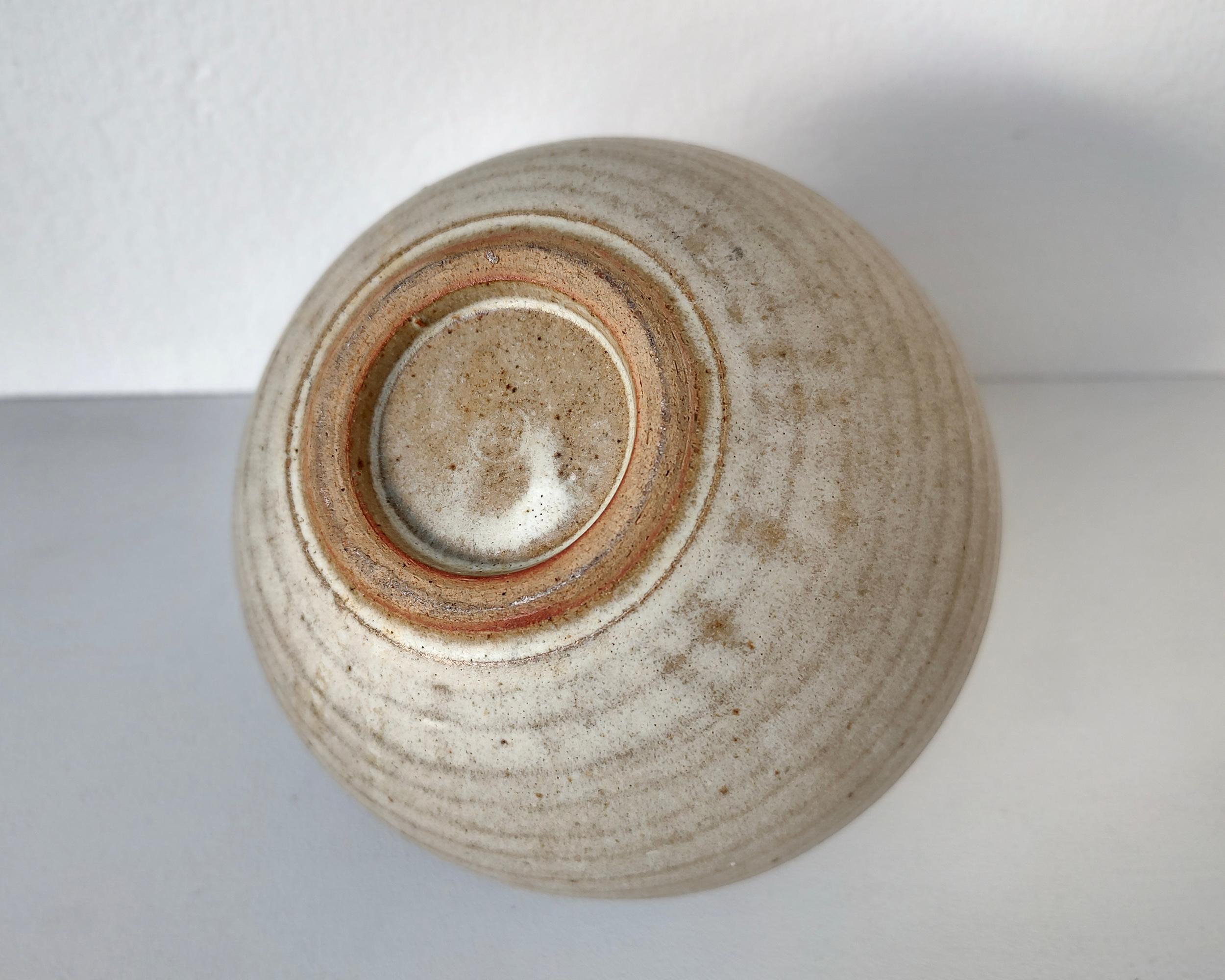 20th Century Round Spherical Stoneware Ceramic Vase For Sale