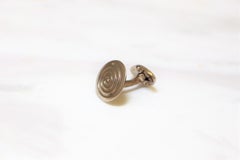 Round Spiral Greek Circle of Life Debossed Cufflinks Handcrafted 14Kt White Gold