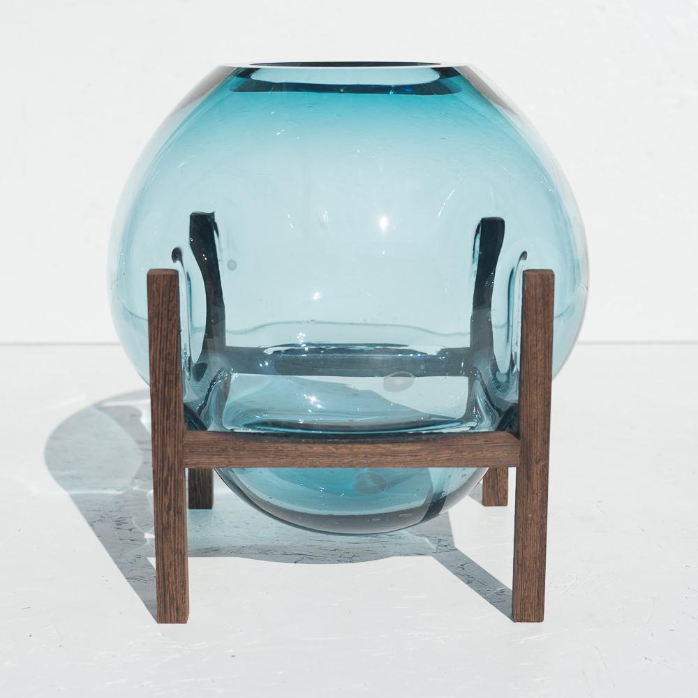 Post-Modern Round Square Blue Up & Down Vase by Studio Thier & Van Daalen For Sale