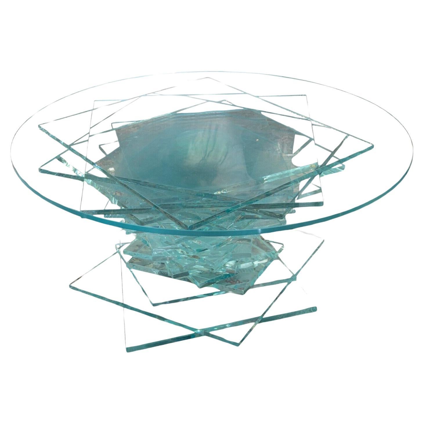 Round Stacked Helix Contemporary Modern Glass Coffee Table Post Modern