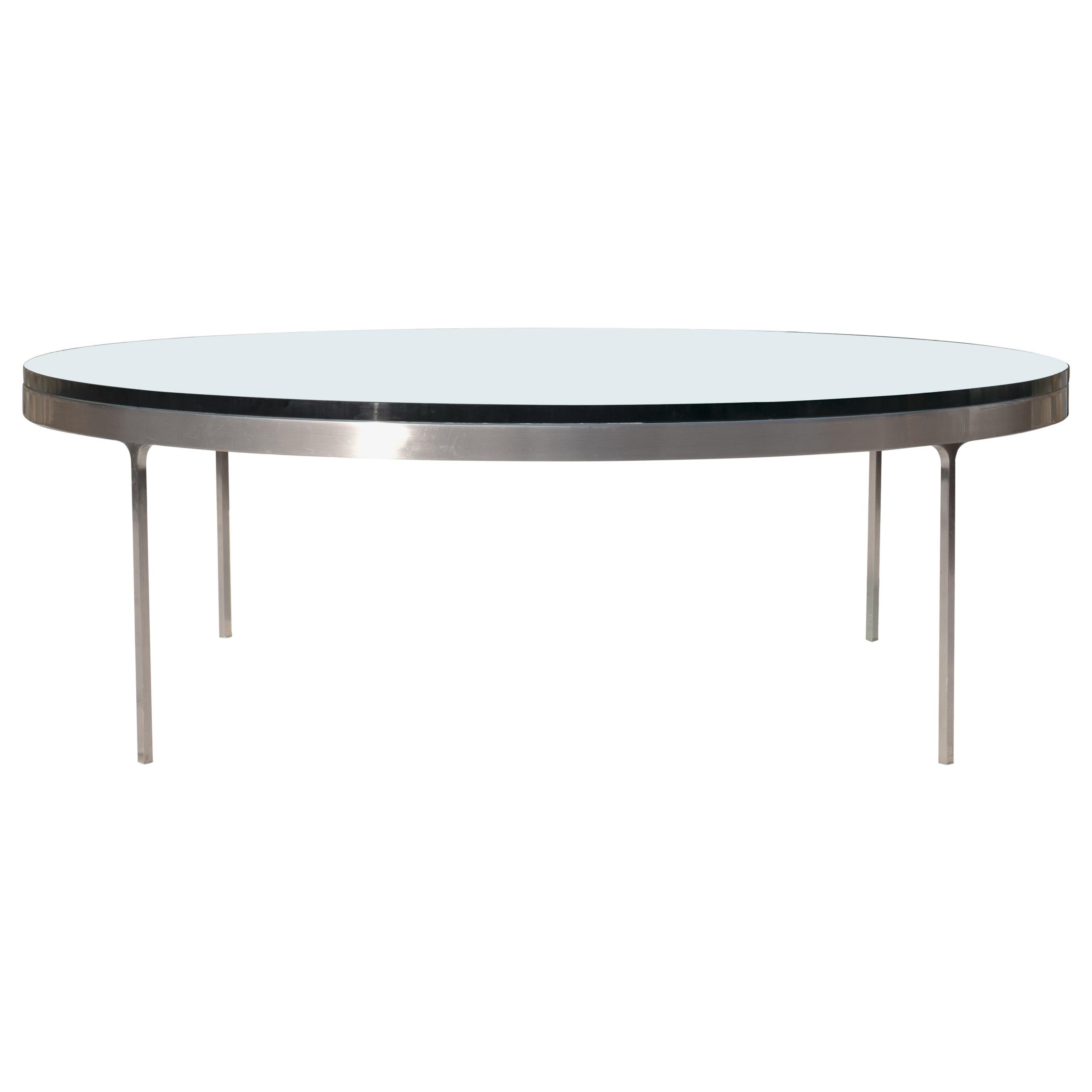 Round Stainless Steel and Glass Cocktail TA35 Cocktail Table by Nicos Zographos