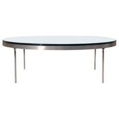 Used Round Stainless Steel and Glass Cocktail TA35 Cocktail Table by Nicos Zographos