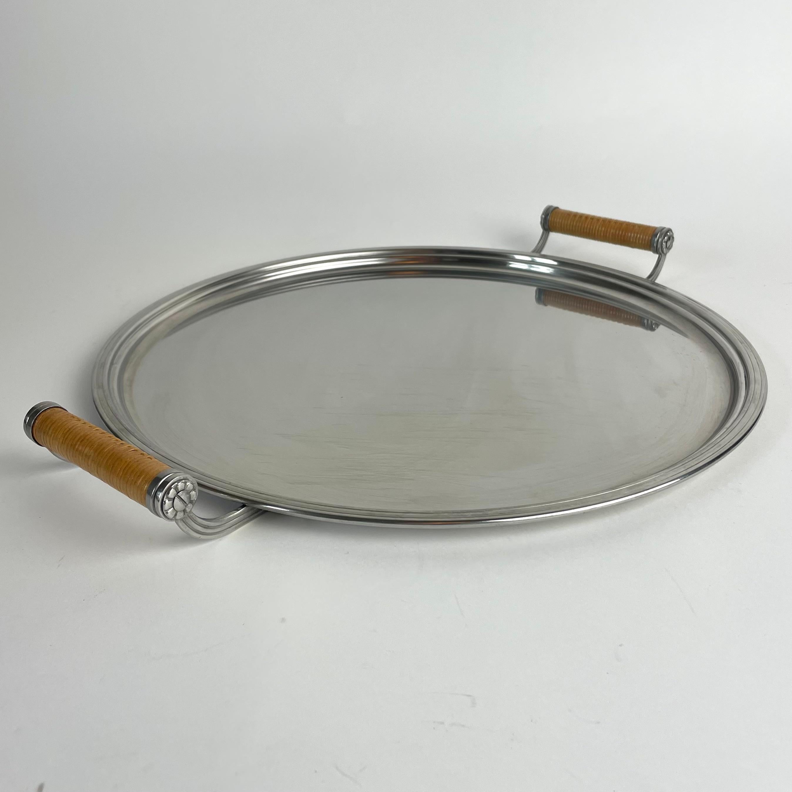 Suédois Round Stainless Steel Tray by Folke Arström for Gense, Sweden, 1940s en vente