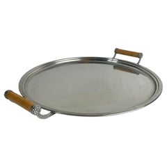 Round Stainless Steel Tray by Folke Arström for Gense, Sweden, 1940s