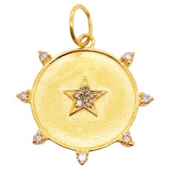 Round Star Pendant, 18 Carat Diamond Five Pointed Star Pendant, Texas Pendant