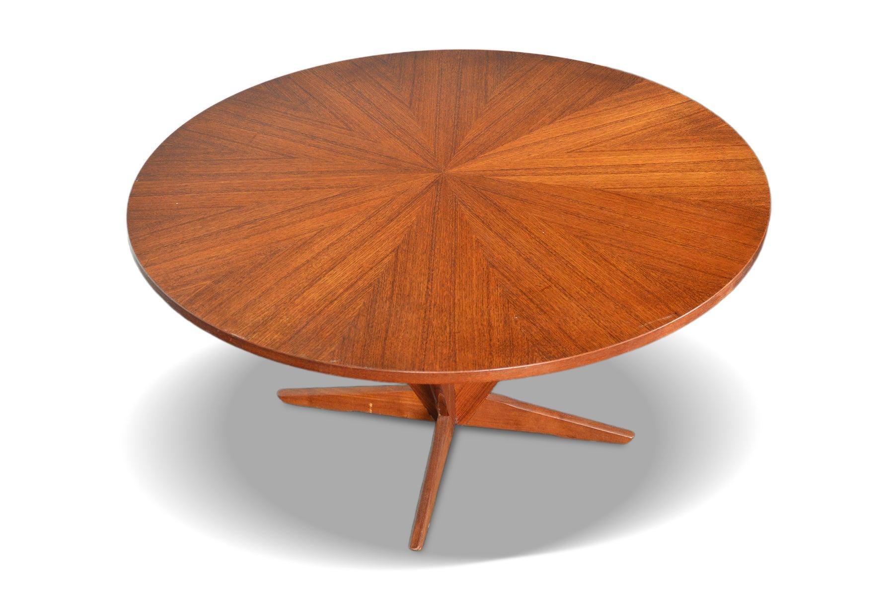 Danish Round Starburst Teak Pedestal Coffee Table by Holger Georg Jensen For Sale