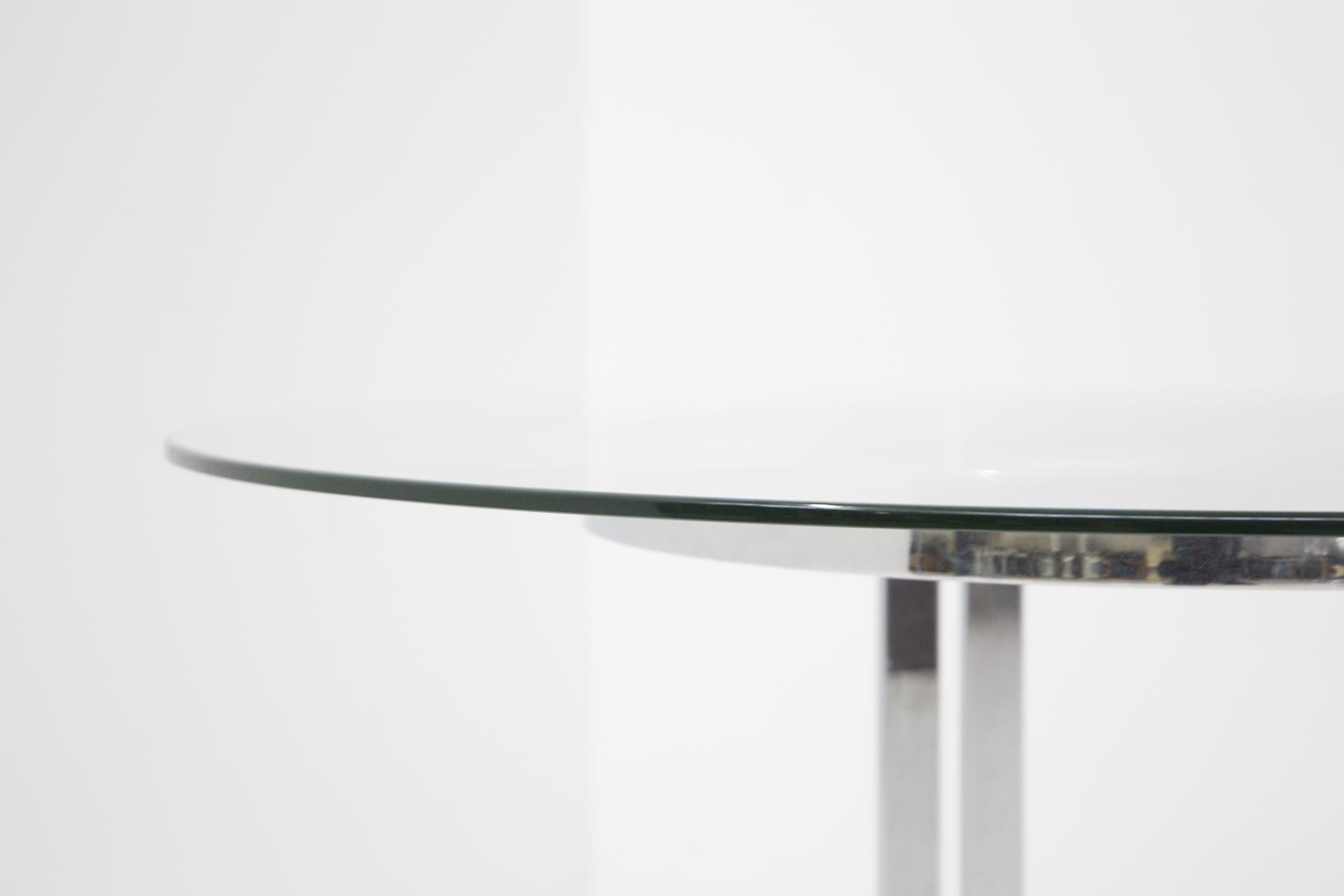 Italian Round Steel and Glass Coffee Table by Vittorio Introini for Vips Residence