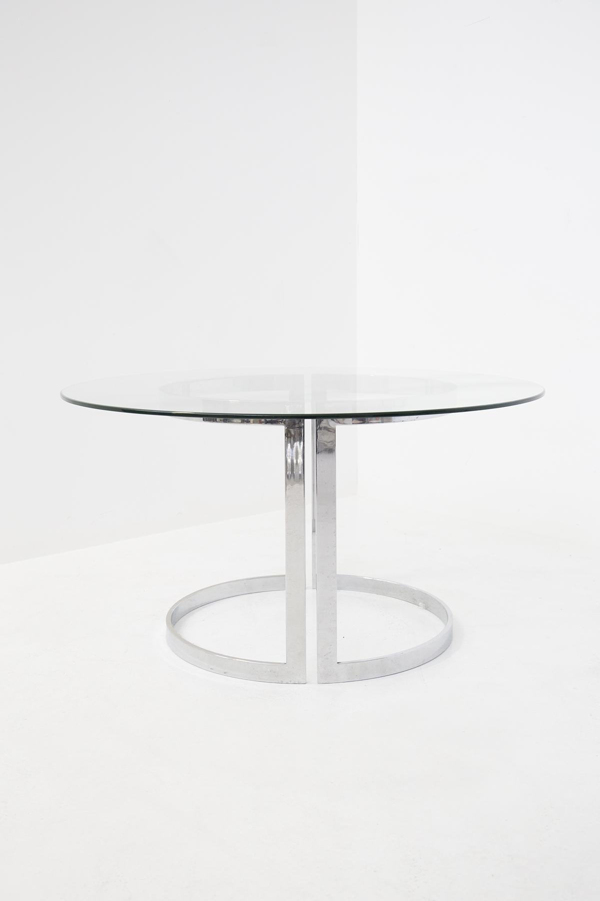 Polychromed Round Steel and Glass Coffee Table by Vittorio Introini for Vips Residence