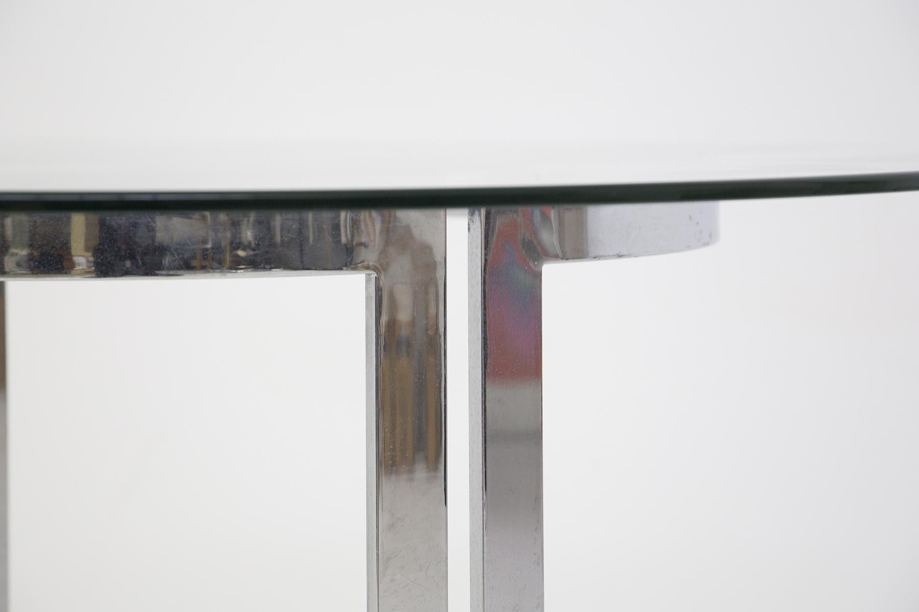 Round Steel and Glass Coffee Table by Vittorio Introini for Vips Residence In Good Condition In Milano, IT