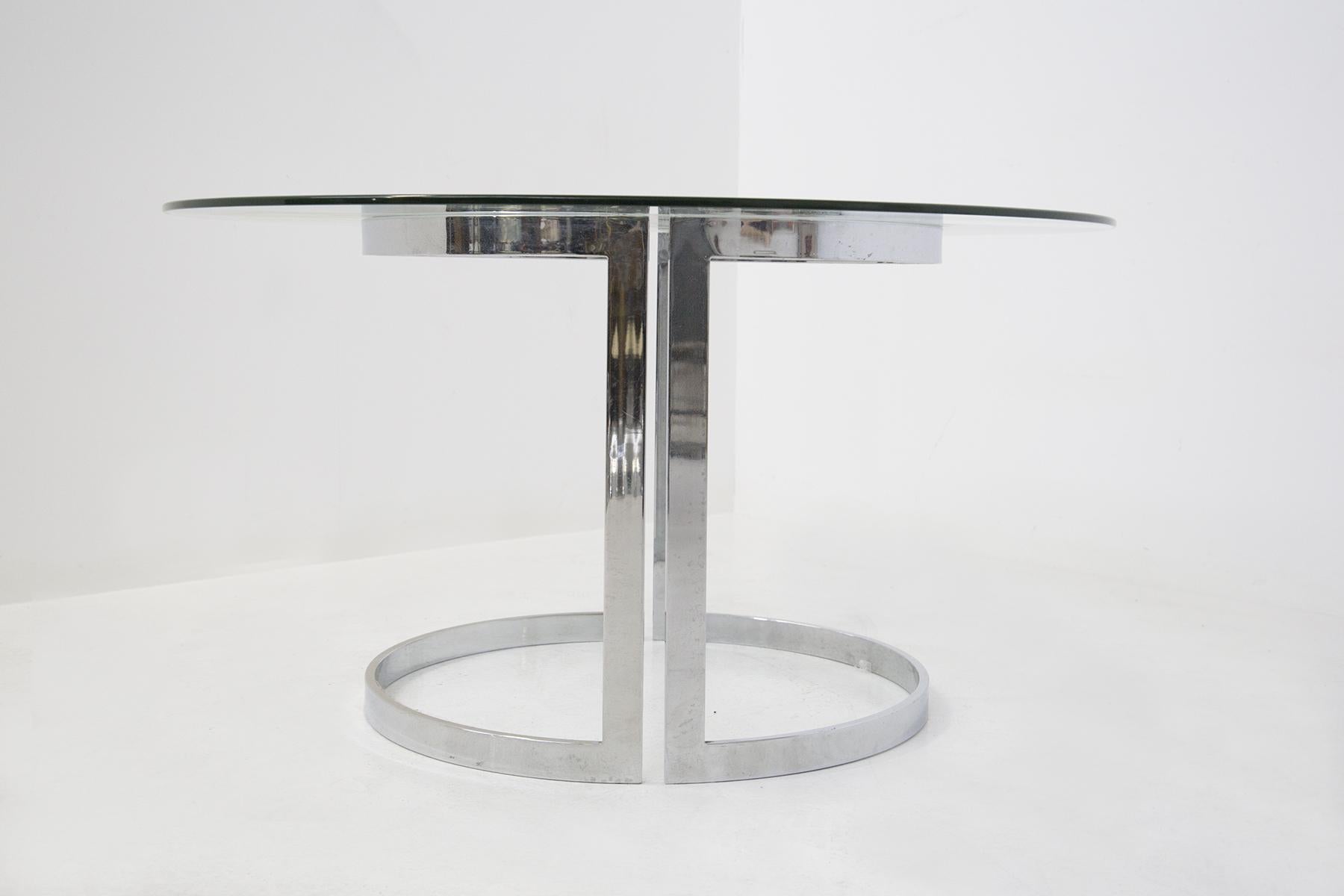 Late 20th Century Round Steel and Glass Coffee Table by Vittorio Introini for Vips Residence