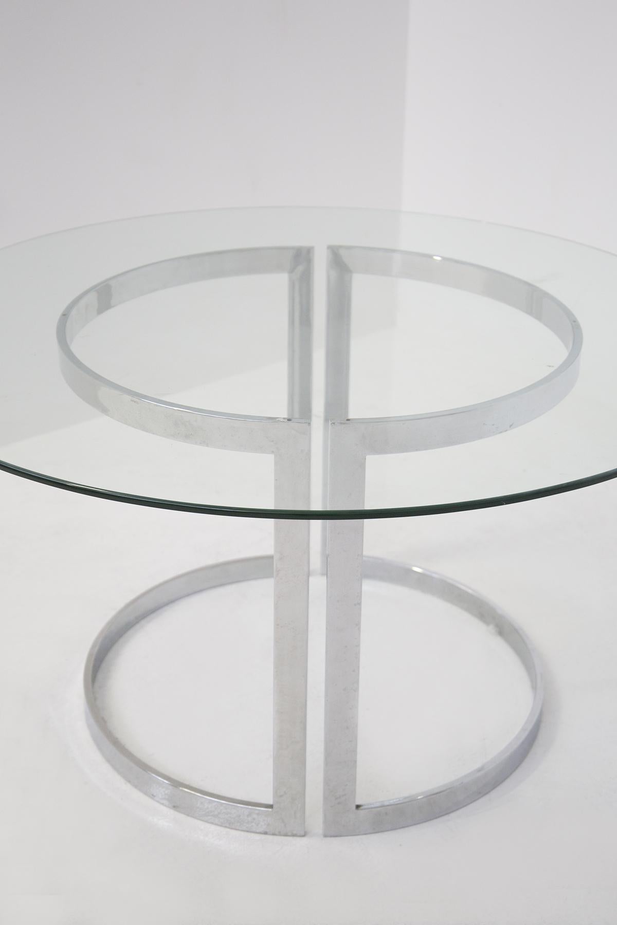 Metal Round Steel and Glass Coffee Table by Vittorio Introini for Vips Residence