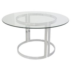 Round Steel and Glass Coffee Table by Vittorio Introini for Vips Residence