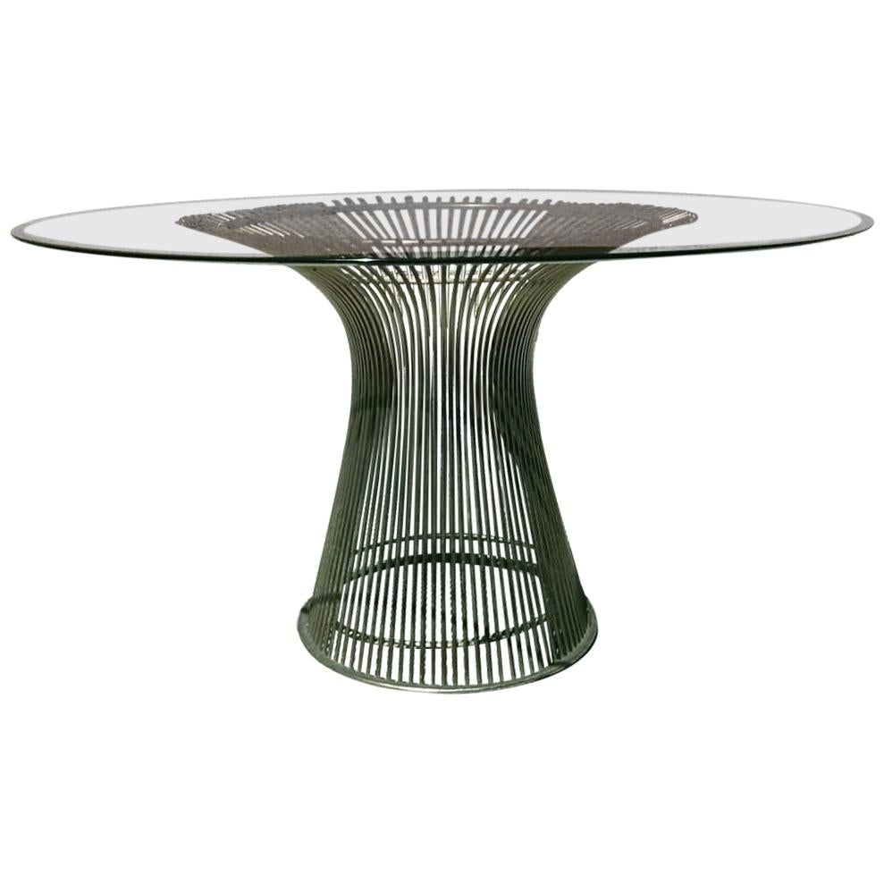Round Steel Glass Top, Dining Table by Warren Platner for Knoll, 20th Century