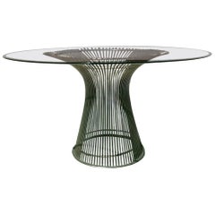 Round Steel Glass Top, Dining Table by Warren Platner for Knoll, 20th Century