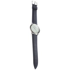 Acero redondo Movimientos de cuarzo Costuras de cuero azul oscuro Reloj moderno clásico manual