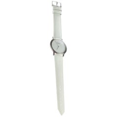 Round Steel Quartz Movements White Leather Seams Manual Vintage Wristwatch
