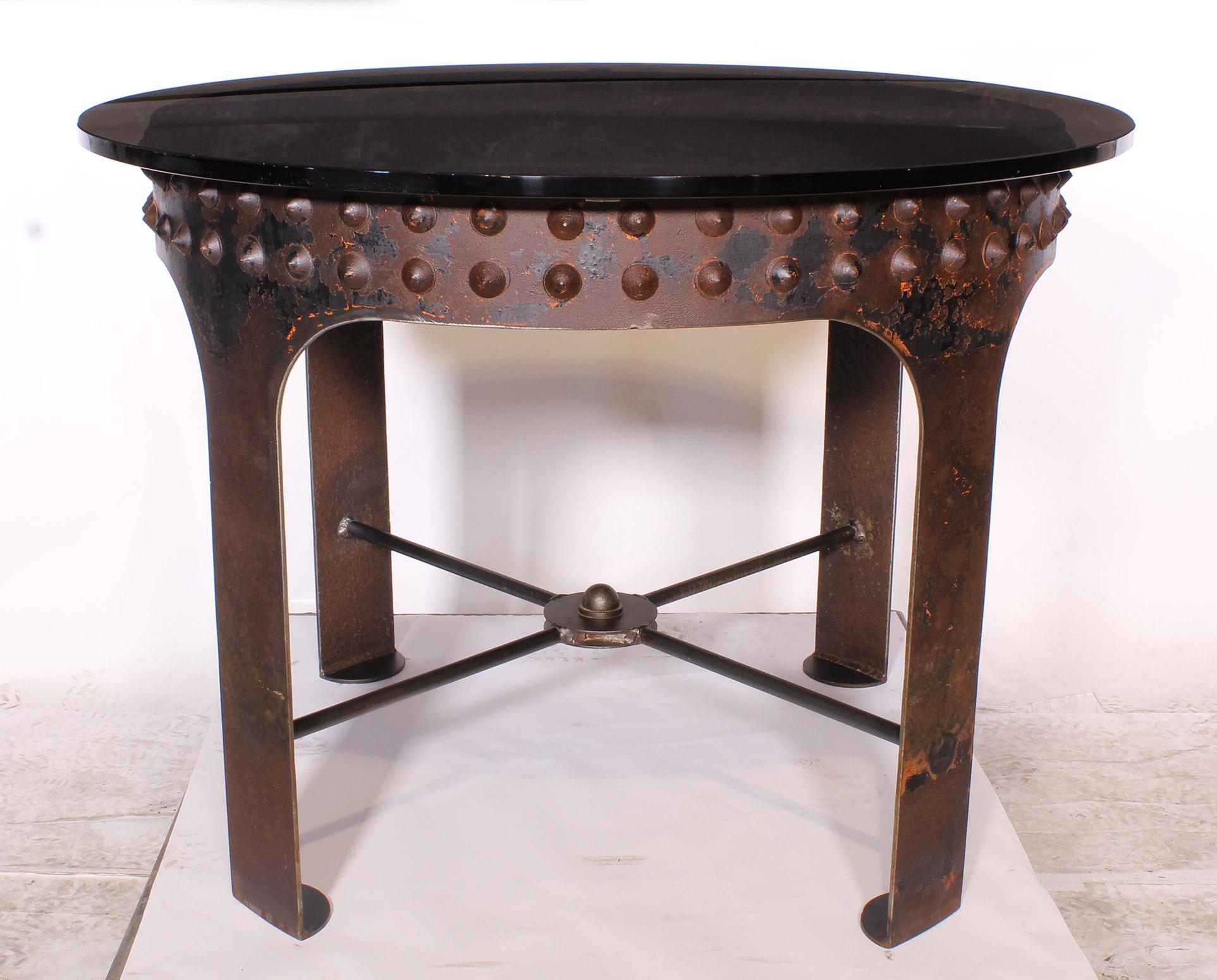 Round Steel Riveted Dining Table Base 8