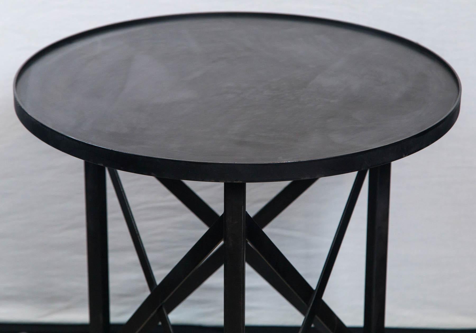 American Round Steel Side Table