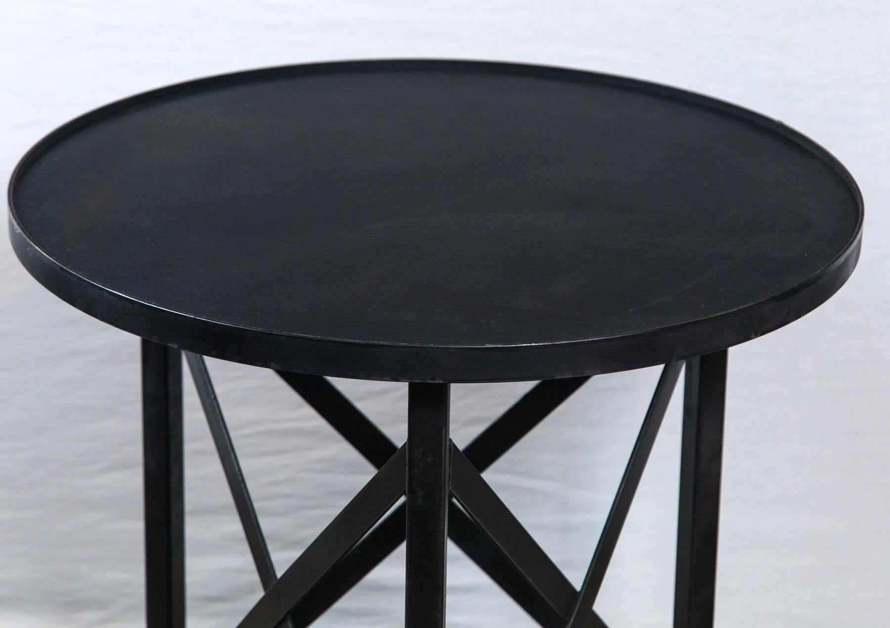Round Steel Side Table In Excellent Condition In Norwalk, CT