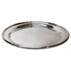 Round Sterling Silver Bamboo Pattern Tray