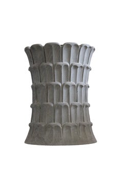 Round Stone Accent Table (Agate), Hand-Carved Palm Table