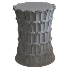 Round Stone Accent Table (Agate), Hand-Carved Palm Table