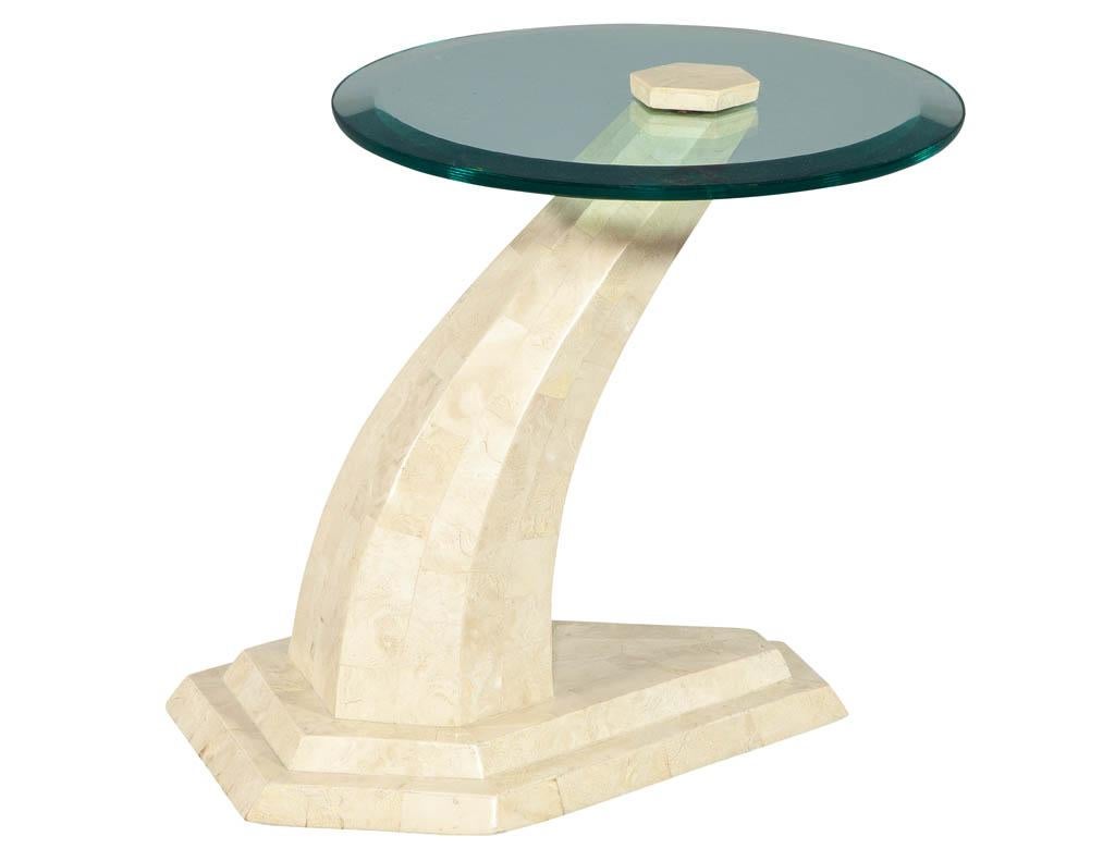 American Round Stone and Glass Side Table