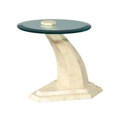 Round Stone and Glass Side Table