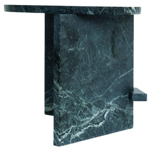 Mesa de centro redonda de piedra verde minimalista, piedra de mármol brasileña, para exteriores