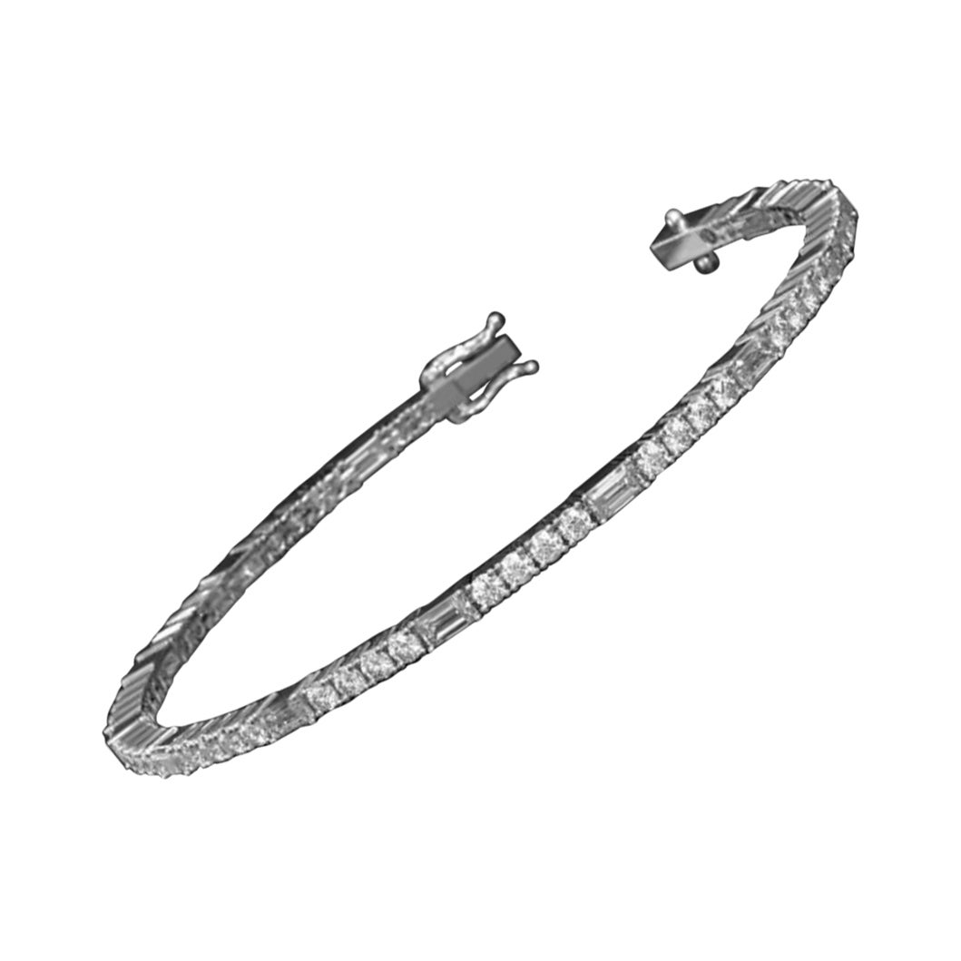 Armband mit runden Moissanit-Steinen – Armreif aus 925er Sterlingsilber für Damen.