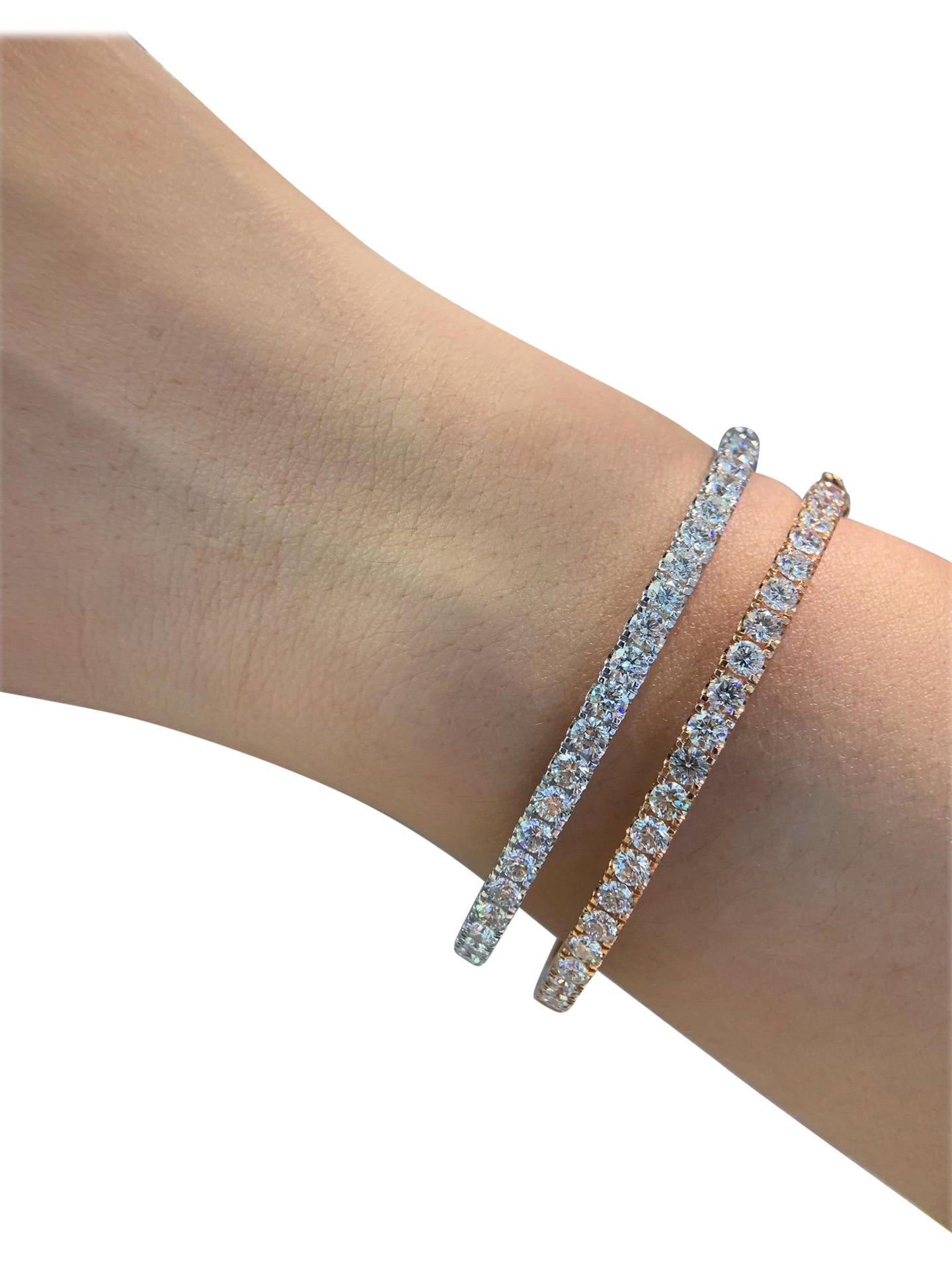 Round Stone Moissanite Bracelet 925 Sterling Silver Bangle Bracelet Gift For Her For Sale