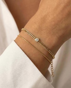 Armband mit runden Moissanit-Steinen an einer Kette – Geschenk: Armband aus 925er Sterlingsilber für sie