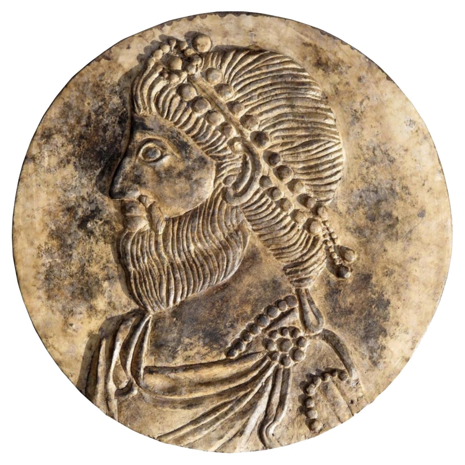 Round Stone Relief with Portrait of Julian the Apostate Late 19th Century