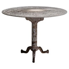 Round Stone Top Cast Iron Garden Table, England circa 1890